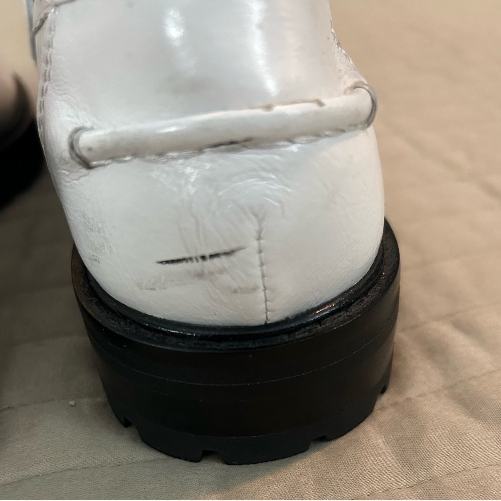 Steve Madden White Leather Upper Loafer Shoes - Picture 7 of 11